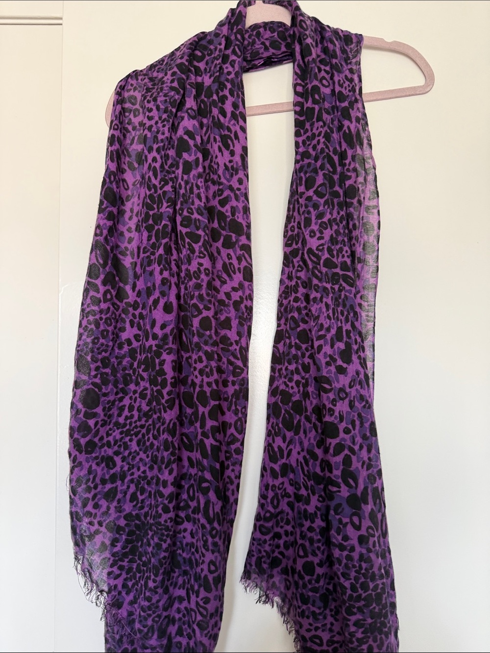 Calvin Klein Purple and Black Leopard Print Scarf